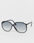 Asos Design Oversized 70s Angular Rectangular Sunglasses - Black