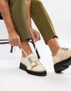 Asos Design Mortice Chunky Hiker Flat Shoes - Cream