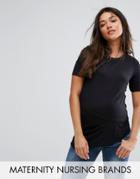 New Look Maternity Nursing Asymmetric Jersey Top - Black