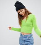 E.l.k Fluffy Knit Crop Top In Neon - Green