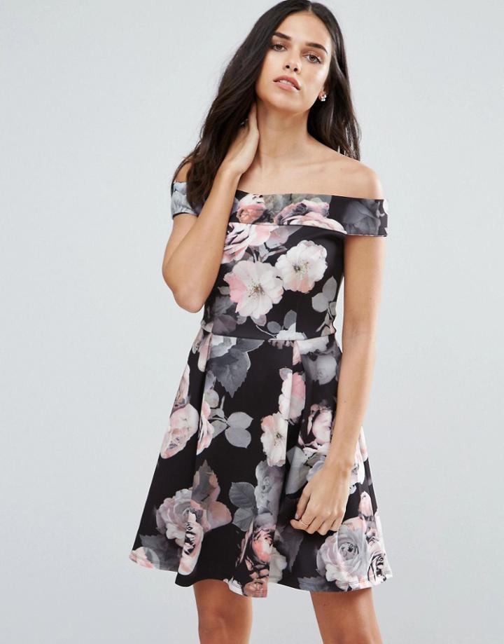 Jessica Wright Bold Floral Skater Dress - Navy