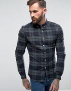 Asos Muscle Fit Check Shirt In Navy - Navy