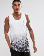 Religion Tank With Fade Out Floral Print Hem - White