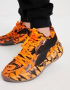 Puma By June Ambrose Court Rider Sneakers In Orange And Black