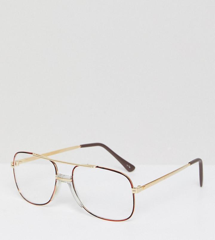 Reclaimed Vintage Inspired Square Clear Lens Glasses In Gold Exclusive To Asos - Gold
