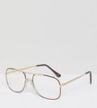 Reclaimed Vintage Inspired Square Clear Lens Glasses In Gold Exclusive To Asos - Gold