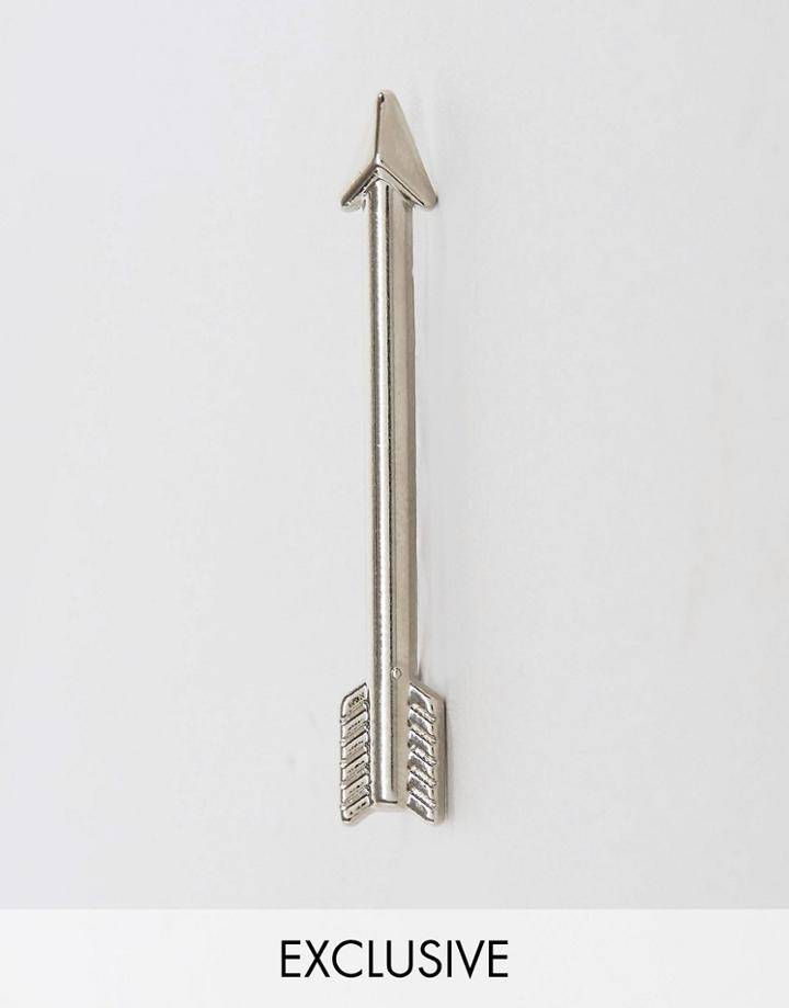 Reclaimed Vintage Inspired Tie Bar In Arrow - Silver
