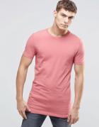 Asos Longline Muscle T-shirt In Pink - Henna