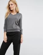 Y.a.s Zelena Cutwork Sweater With V-neck - Gray