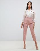 Asos Design High Waist Tapered Pants - Pink