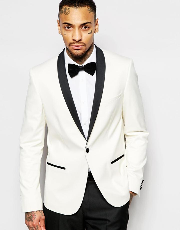 Asos Slim Tuxedo Jacket - White