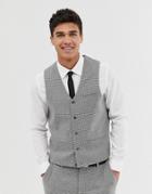 Asos Design Super Skinny Suit Vest With Gray Houndstooth - Gray