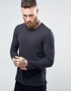 Selected Homme Longline Long Sleeve Top With Pocket - Black