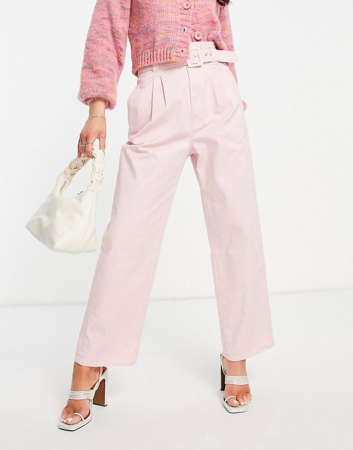 & Other Stories High Waist Belted Pants In Pink