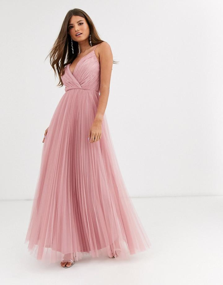 Asos Design Fuller Bust Cami Pleat Tulle Maxi Dress