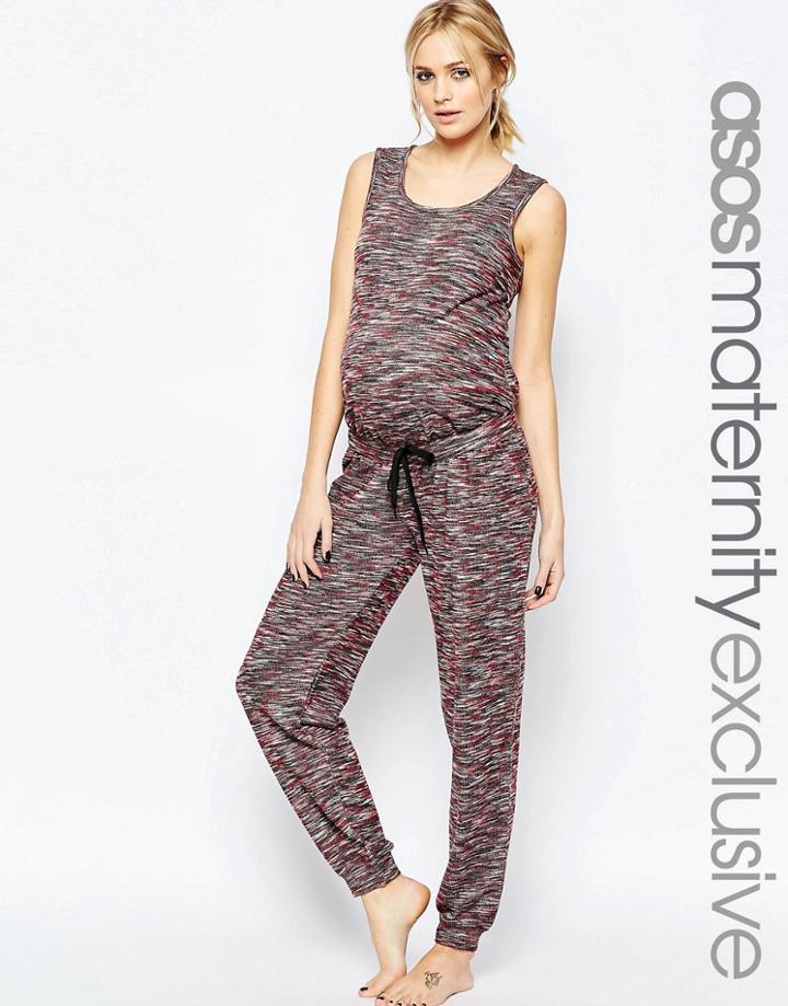 Asos Maternity Lounge Jumpsuit In Space Dye With Tie Waist - Multi