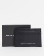 French Connection Classic Contrast Cardholder In Black And Gunmetal