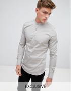 Only & Sons Skinny Smart Half Placket Grandad Shirt - Gray
