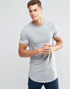 Asos Super Longline Muscle T-shirt With Curved Hem In Gray Marl - Gray Marl