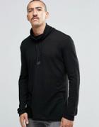 Weekday Collin Long Sleeve Top Roll Tie Neck In Black - Black