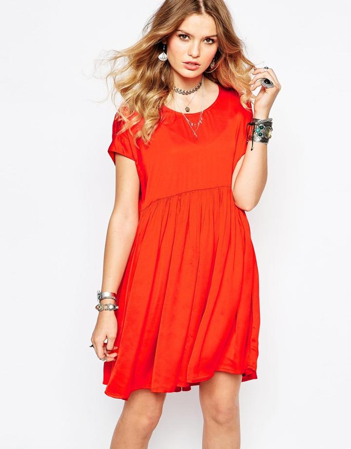Gat Rimon Collie Smock Dress In Orange - Orange