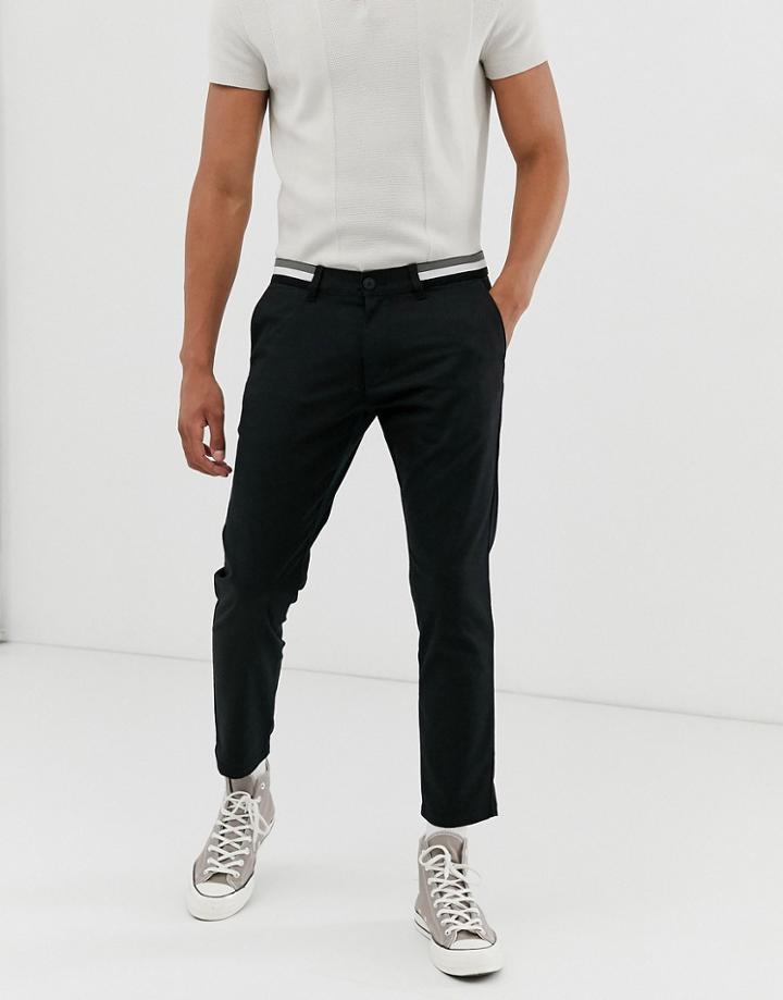 Esprit Cropped Chino With Elastic Waist-black