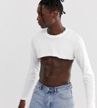Reclaimed Vintage Long Sleeve Cropped T-shirt-white