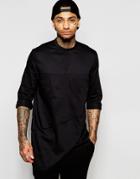 Asos Triple Layer Shirt With Grandad Collar - Black