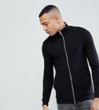 Asos Tall Muscle Track Jacket In Black - Black