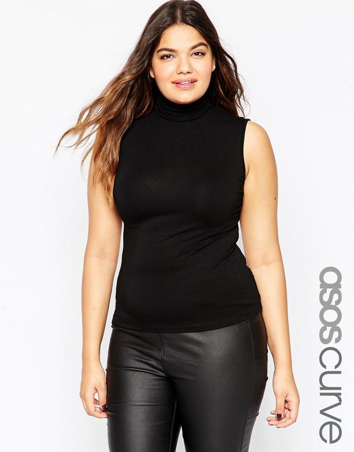 Asos Curve Sleeveless High Neck Top - Black