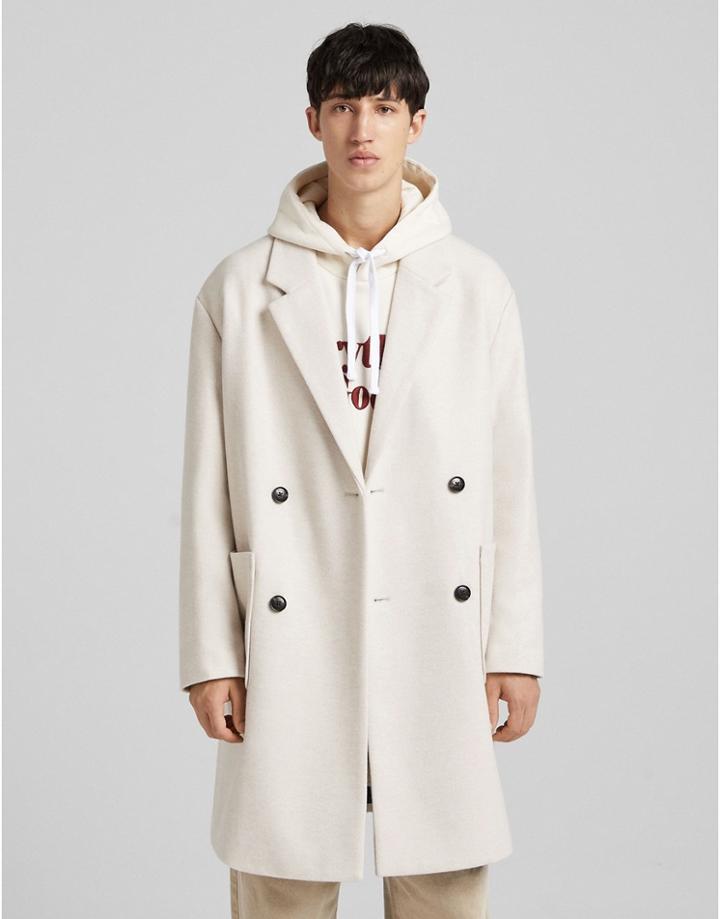 Bershka Overcoat In Beige-neutral
