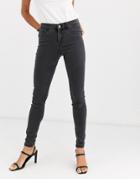 Vero Moda Skinny Shape Up Jeans In Dark Gray-grey