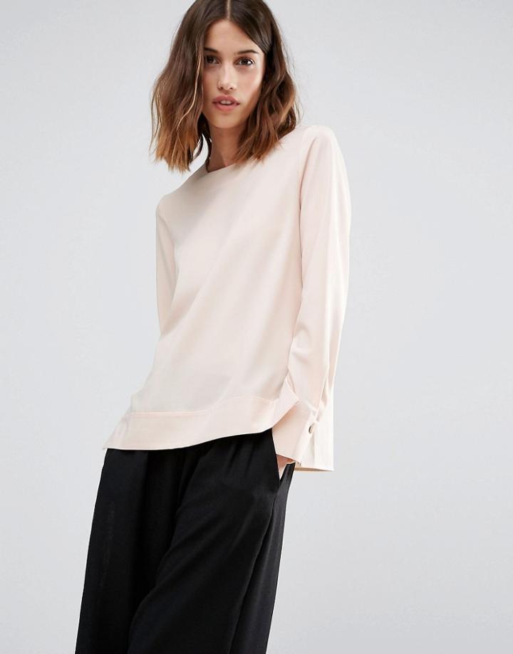 Warehouse Dipped Hem Blouse - Pink