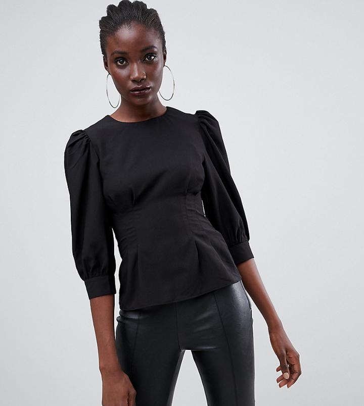 Warehouse Pin Tuck Blouse In Black - Black