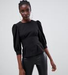 Warehouse Pin Tuck Blouse In Black - Black