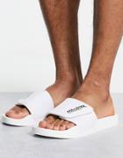Hollister Slides With Velcro Strap In White With Logo