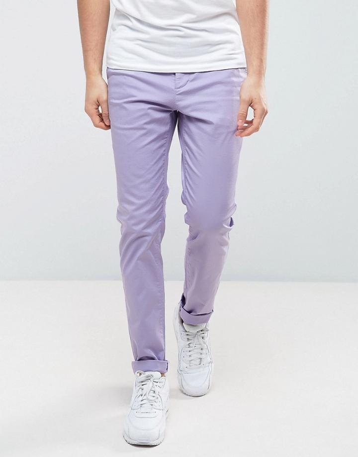 Asos Slim Chinos In Light Purple - Purple