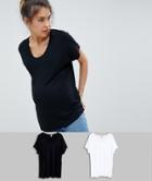 Asos Design Maternity T-shirt With Drapey Batwing Sleeve 2 Pack Save - Multi