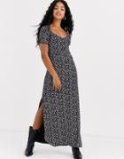 Miss Selfridge Maxi Dress In Floral Print-black