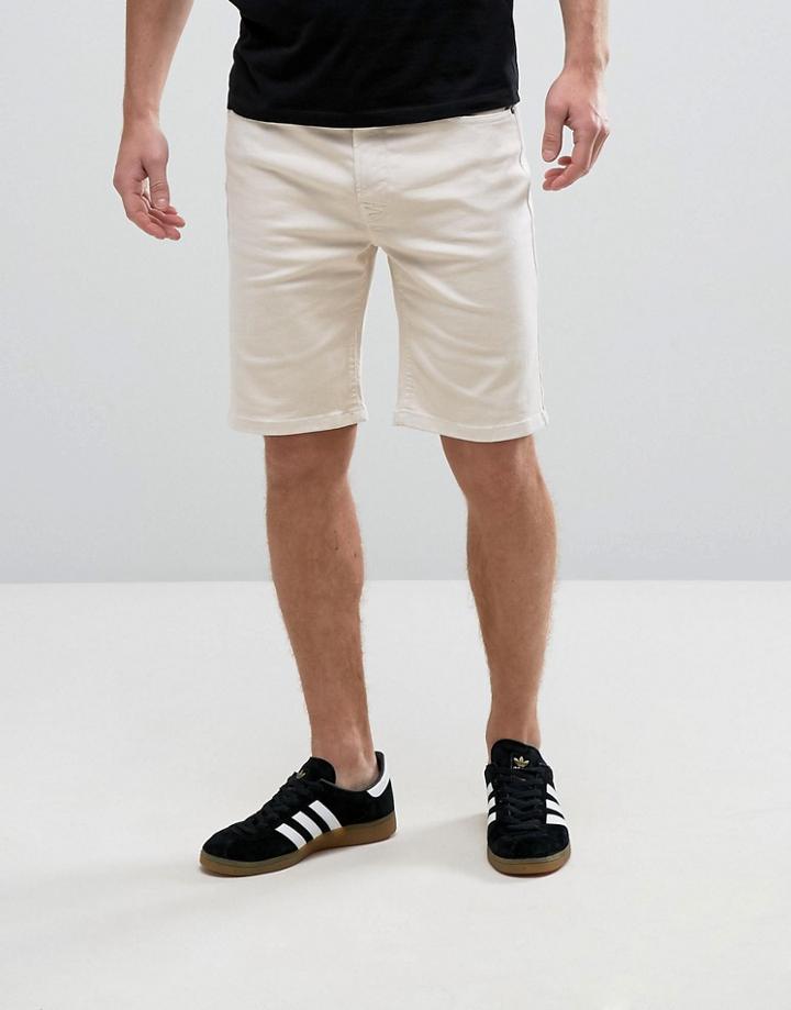 Hoxton Denim Dusty Pink Raw Hem Chino Shorts - Pink