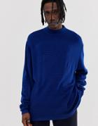 Asos Design Oversized Textured Sweater In Cobalt - Blue