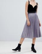 Bershka Pleated Metallic Skirt - Purple