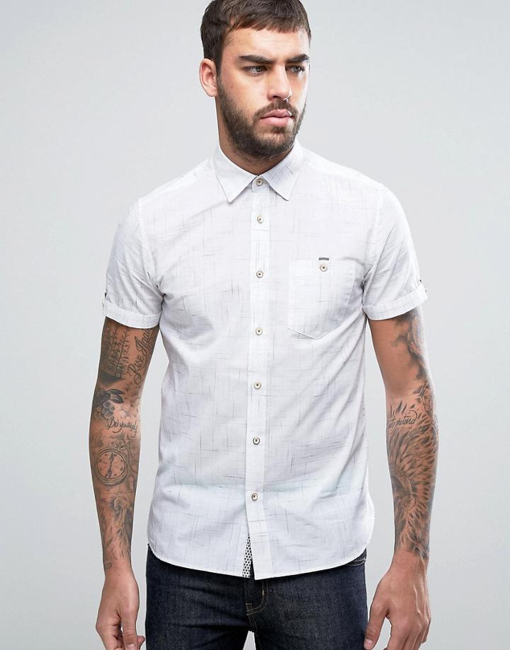 Ted Baker Short Sleeve Smart Shirt In Print - White