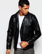Produkt Classic Faux Leather Biker Jacket - Black