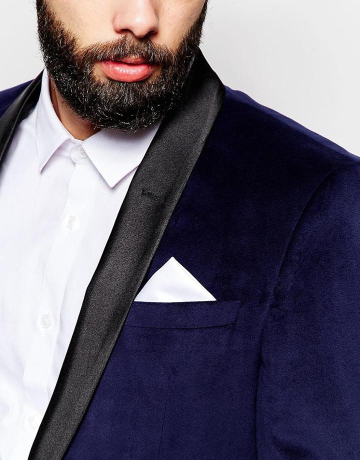 Asos Pocket Square In White - White