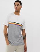 Asos Design Relaxed T-shirt With Contrast Color Block And Taping In Gray Marl