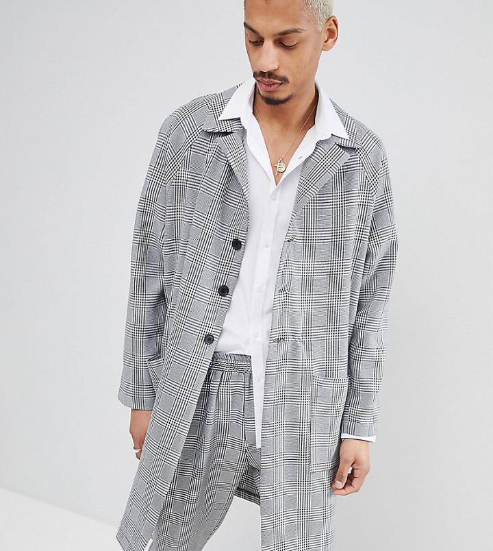 Milk It Duster Jacket In Check - Gray