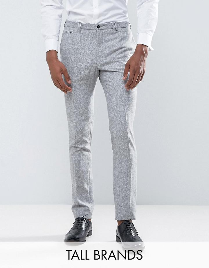 Noak Tall Skinny Suit Pant In Fleck Donegal - Gray