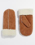 Pieces Suede Mittens - Tan