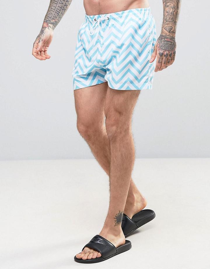 Kiss This! Big Zig Zag Swim Shorts - Green